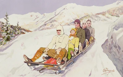 Kälkåkare i Davos, Schweiz